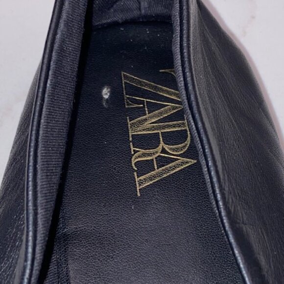 Zara Women's Black Leather Flats - Picture 13 of 16